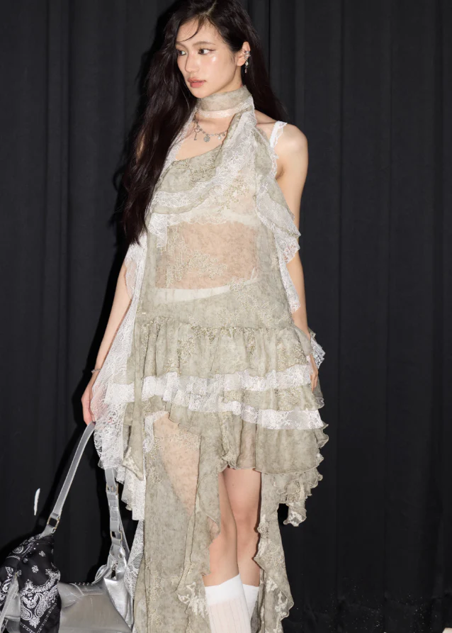 Leaf Embroidered Halter Tank & Skirt Set - Image 6