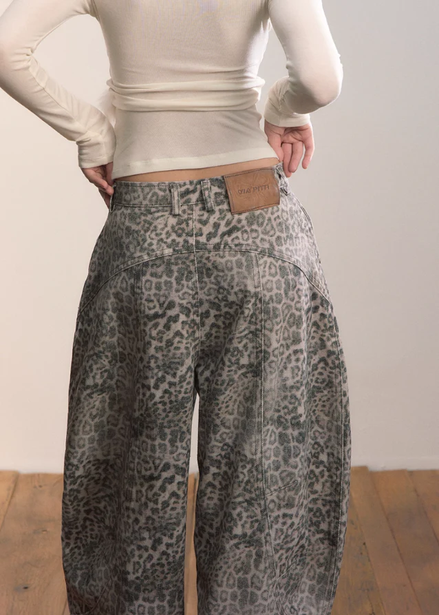 Leopard Sickle Wide Jeans - Image 3