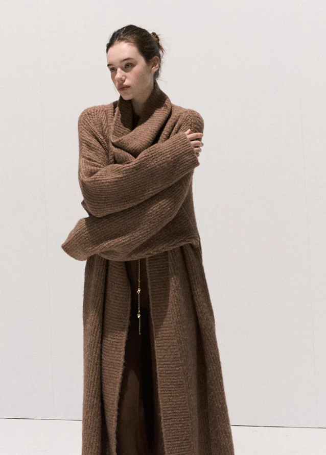 Long Lapel Wool Knit Cardigan – Pre-Fall Layering Edit - Image 8