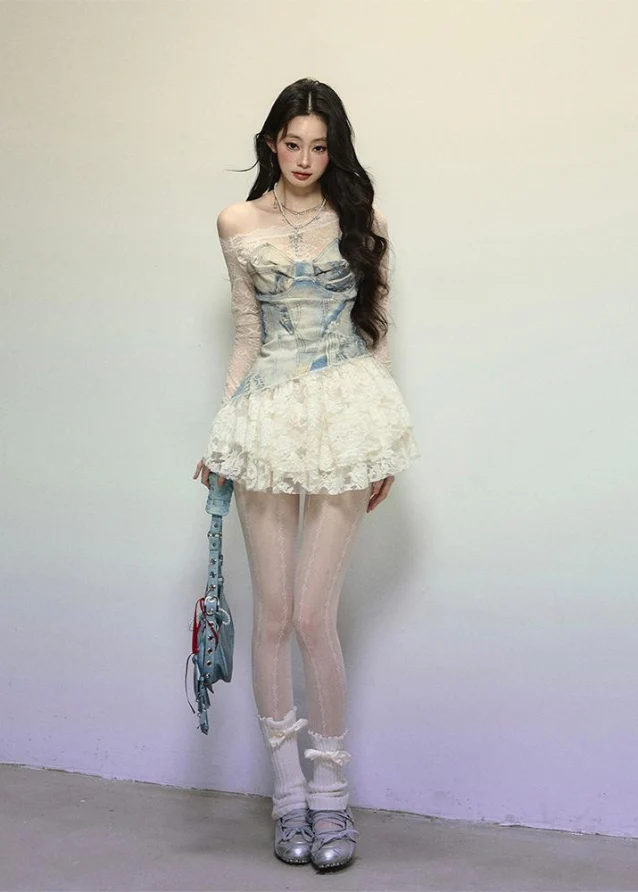 Elegant Off-Shoulder Lace Midi Dress - Image 4