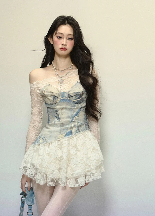 Elegant Off-Shoulder Lace Midi Dress - Image 5