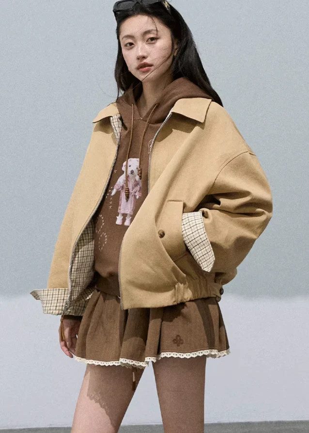 Loose Fit Plaid Jacket Reversible - Image 5