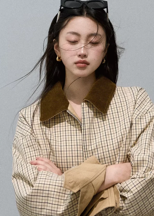 Loose Fit Plaid Jacket Reversible - Image 7