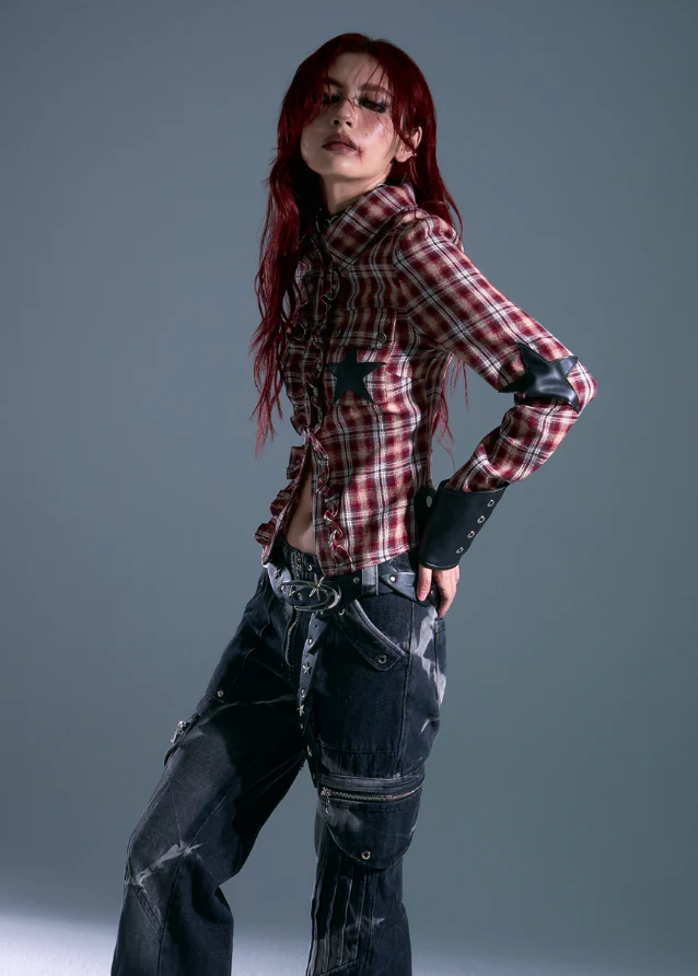 Burnt Orchard Strap Plaid Fitted Shirt - Image 4