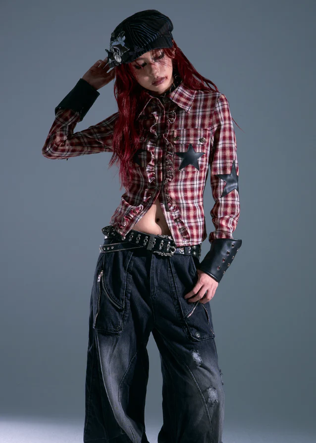 Burnt Orchard Strap Plaid Fitted Shirt - Image 7