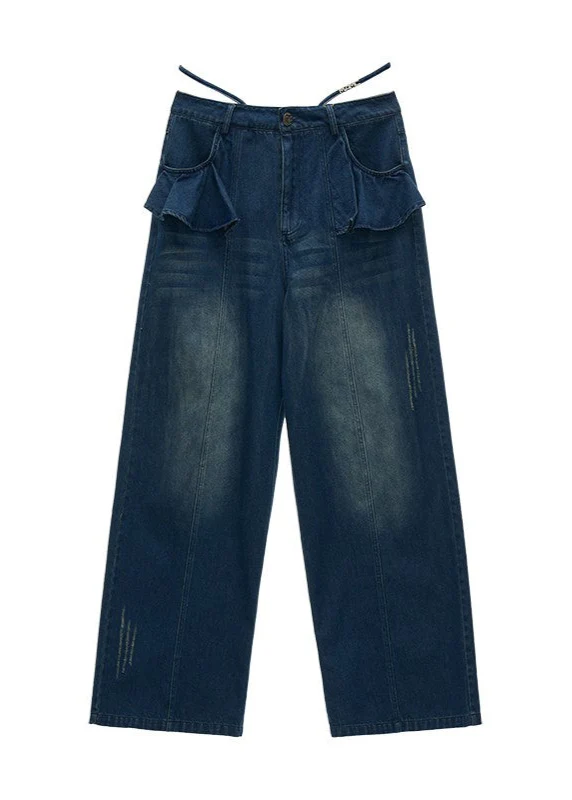 Retro Lotus Leaf Straight Jeans - Image 12