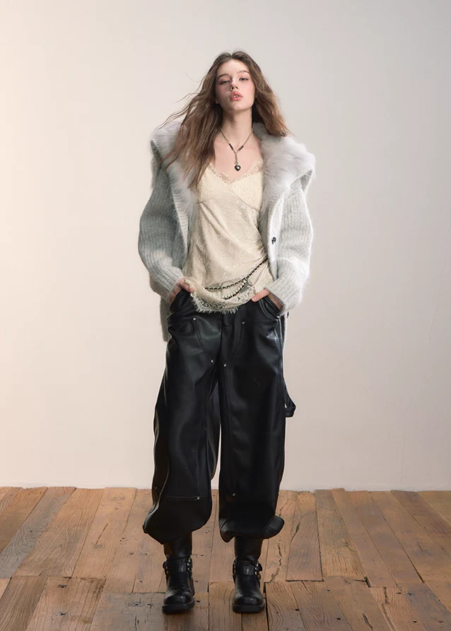 Luxe Pelt Lapel Sweater Jacket - Image 11