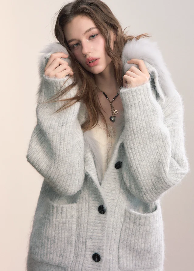Luxe Pelt Lapel Sweater Jacket - Image 13