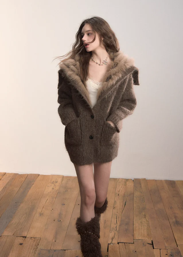 Luxe Pelt Lapel Sweater Jacket - Image 3