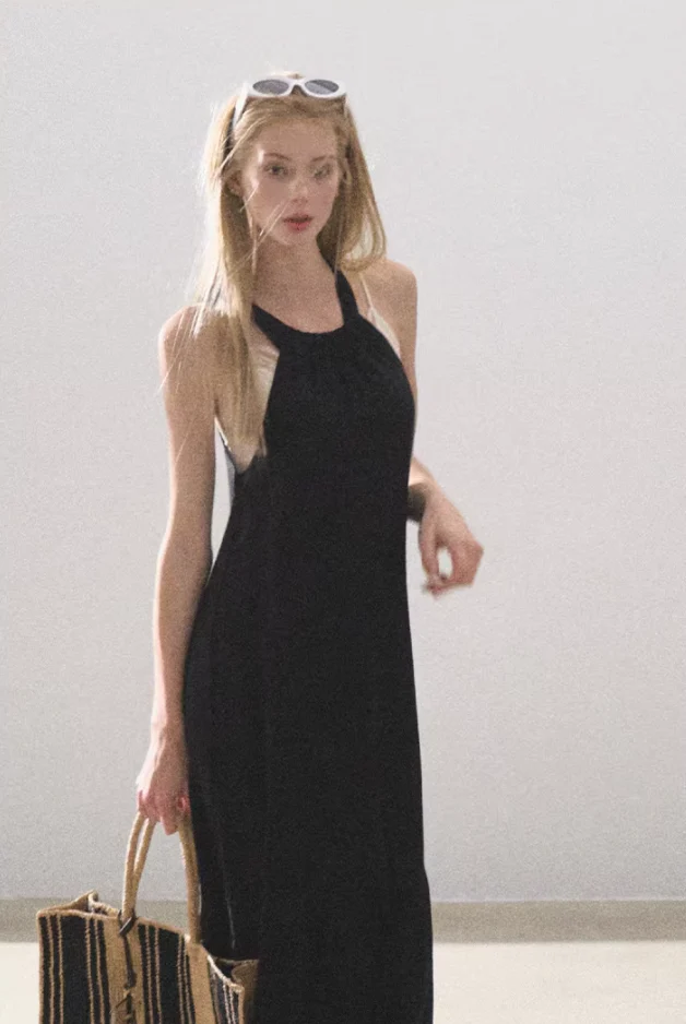 Lyocell Halter Little Black Dress - Image 8