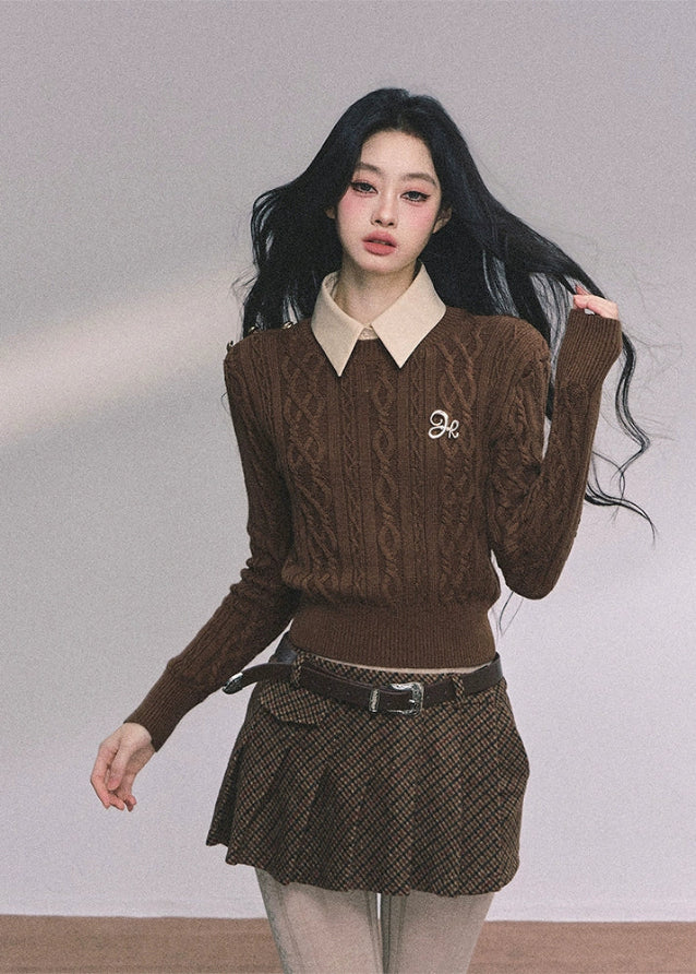 Maison Belle Twin-Layer Knit Sweater