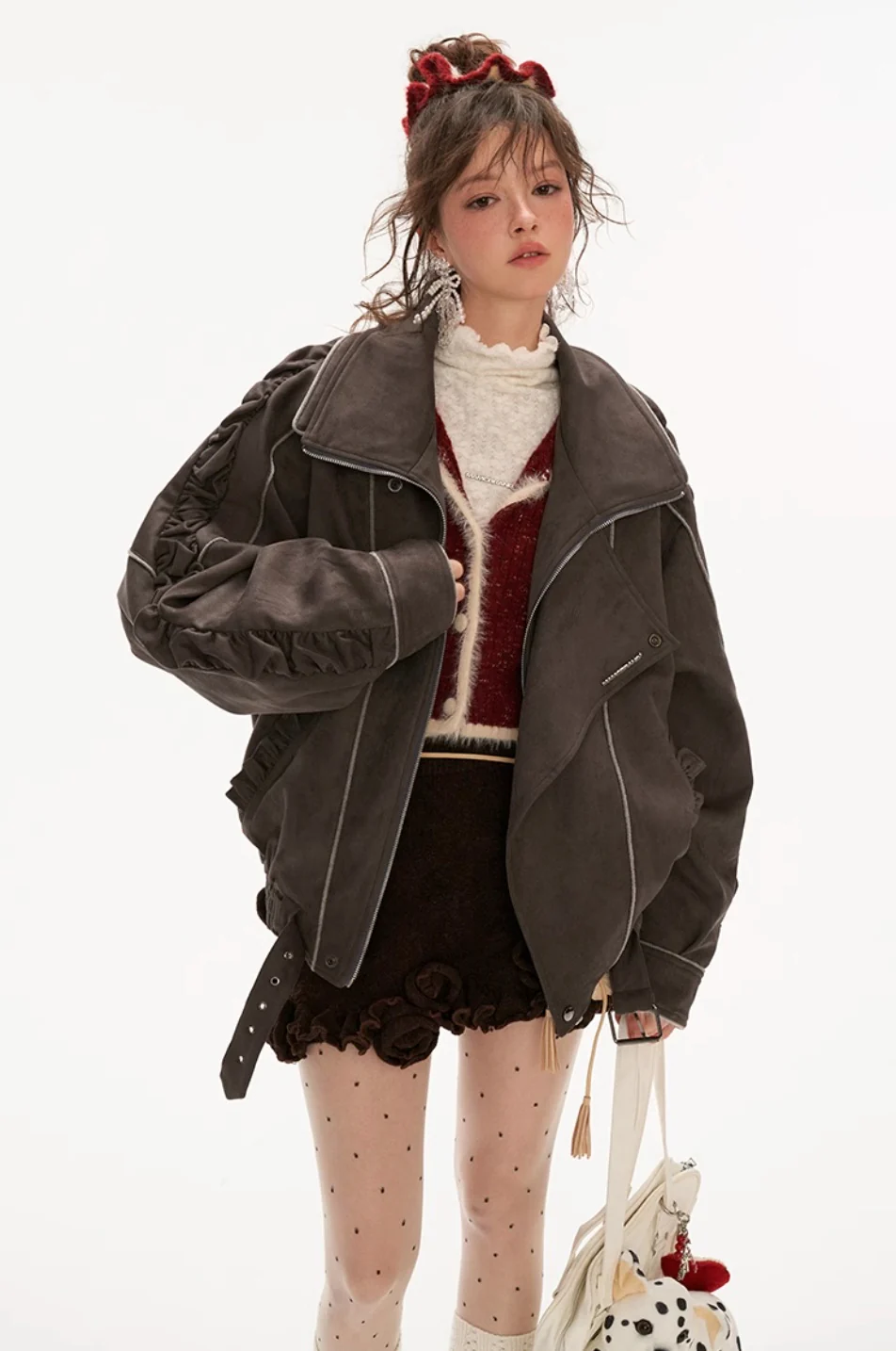 Distressed denim jacket and short skirt - Image 4