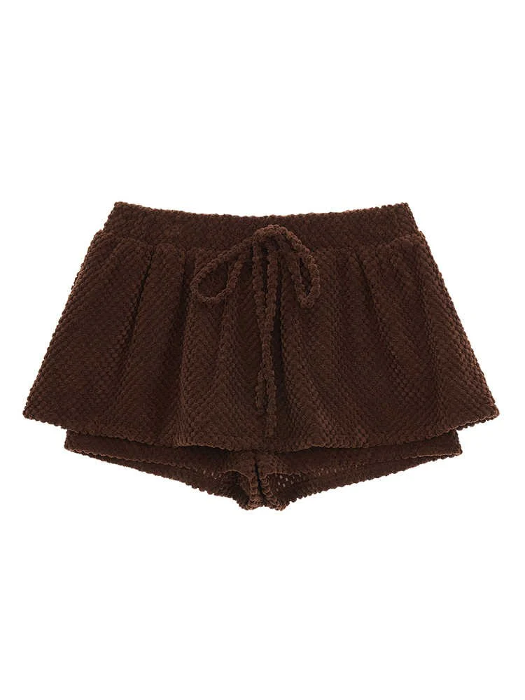 Brown velvet short skirt - Image 4