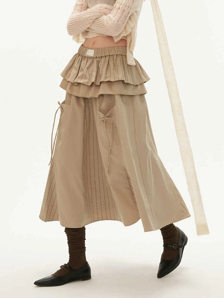 Cake layered pocket skirt long skirt - Image 14