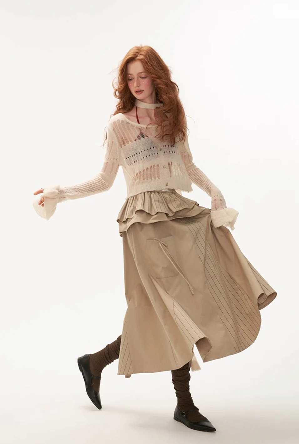 Cake layered pocket skirt long skirt - Image 6