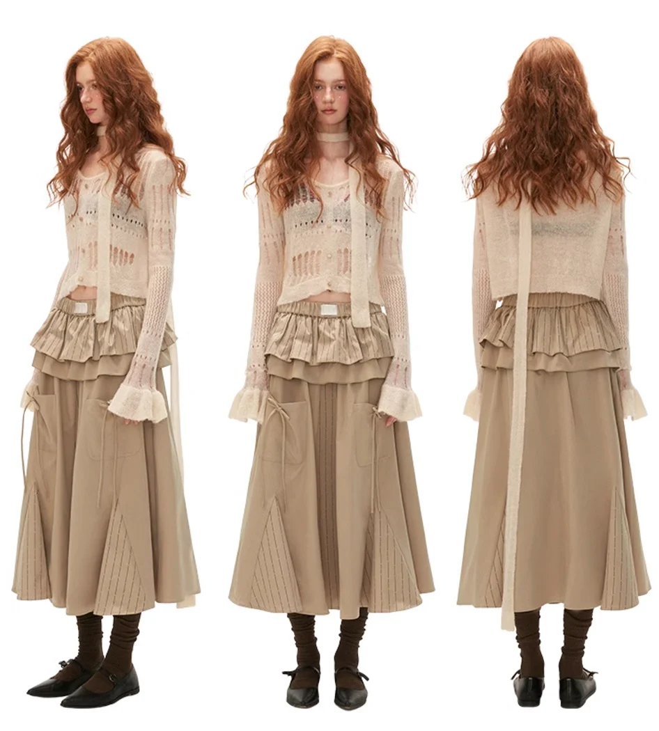 Cake layered pocket skirt long skirt - Image 8
