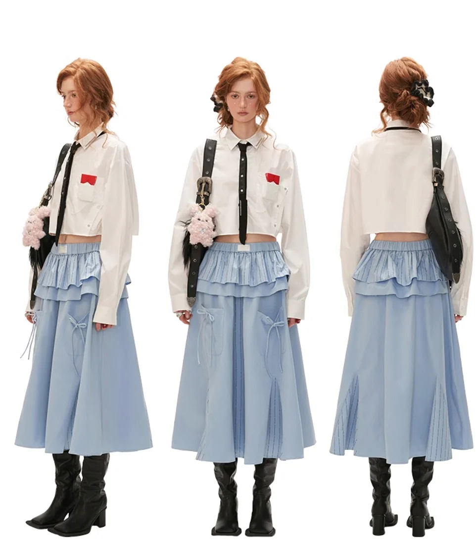 Cake layered pocket skirt long skirt - Image 9