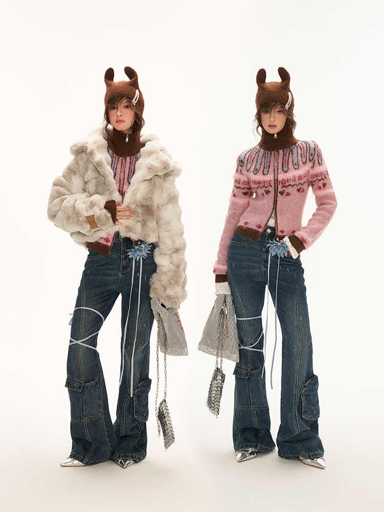 Cat ear hoodie sweater pink zipper jacket top - Image 4