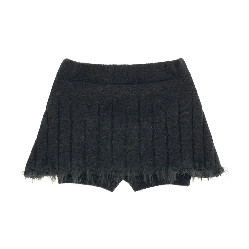 College style short sweater tops with fur pit short skirt pants - Image 10