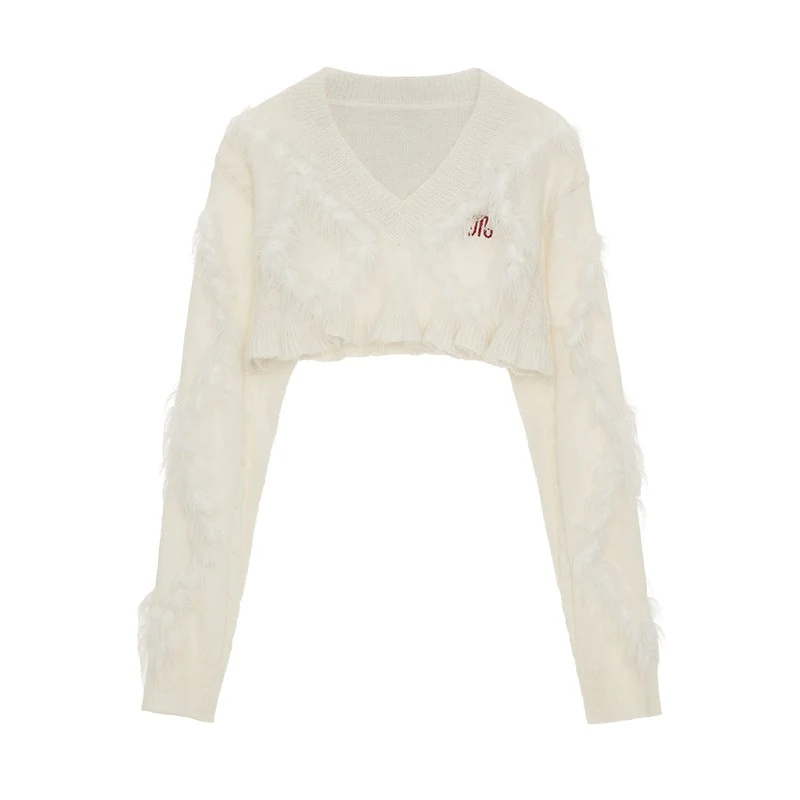 College style short sweater tops with fur pit short skirt pants - Image 11