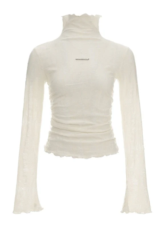 Destruction high collar long-sleeved T-shirt - Image 5