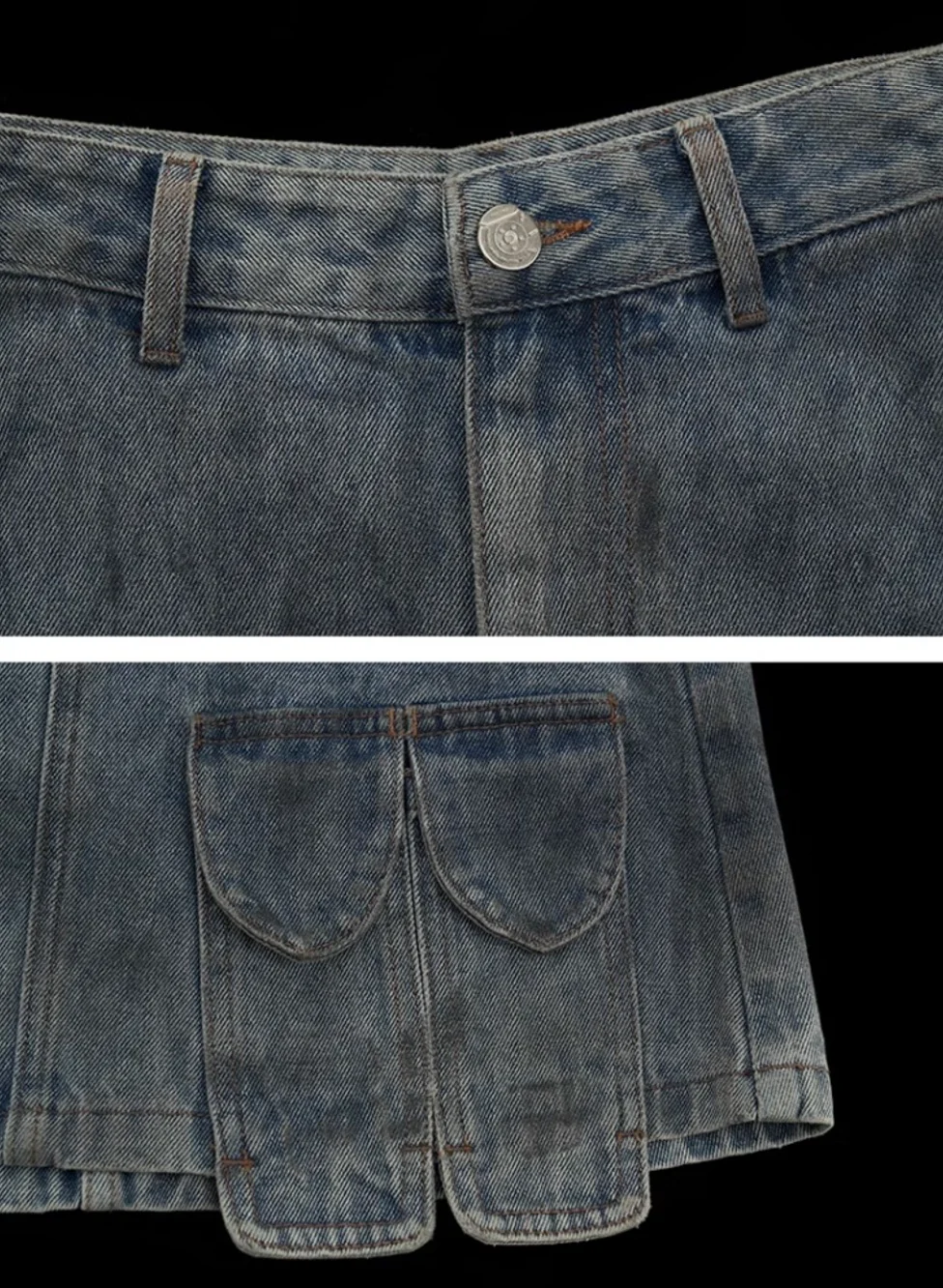Distressed denim jacket and short skirt - Image 9