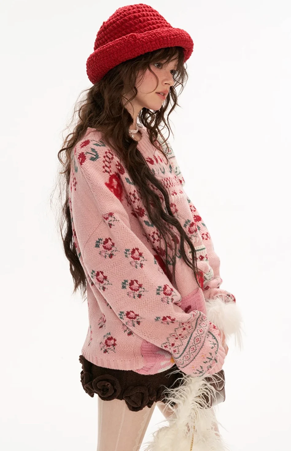 Fair Isle flower patchwork sweater loose top - Image 8