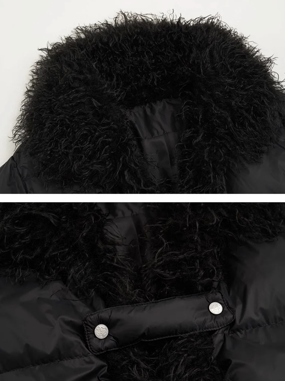 Fake fur stitching high collar cotton coat - Image 10