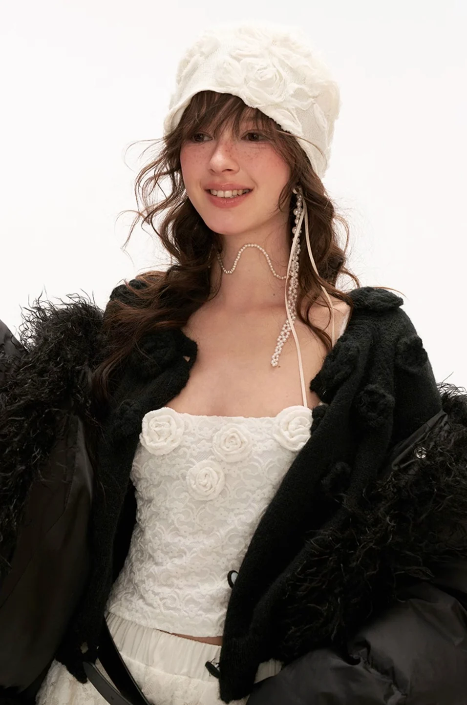 Fake fur stitching high collar cotton coat - Image 6