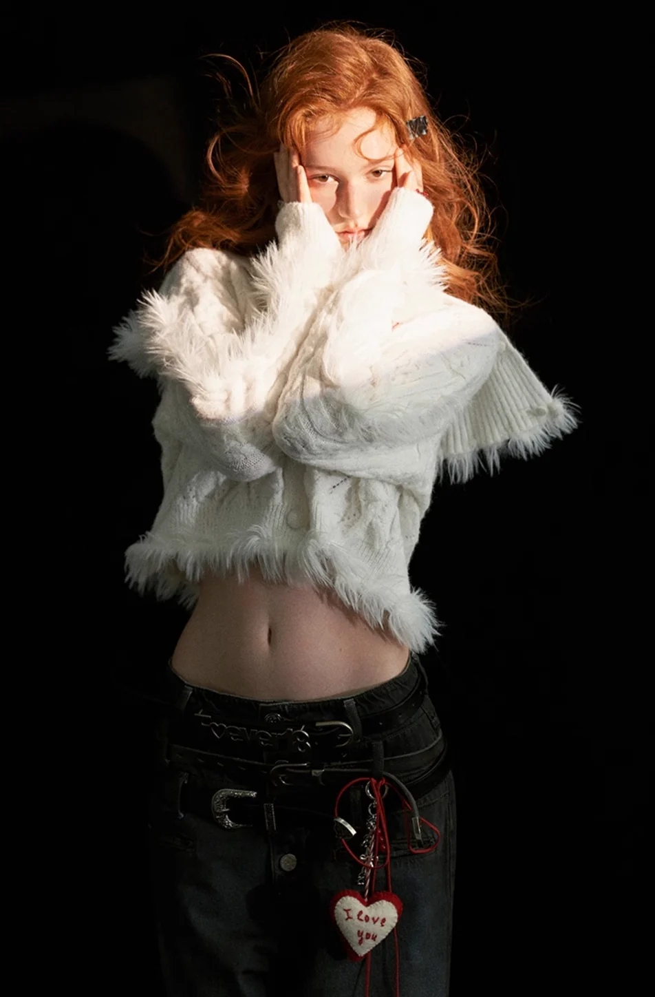 High collar patchwork wool sweater cardigan - Image 8