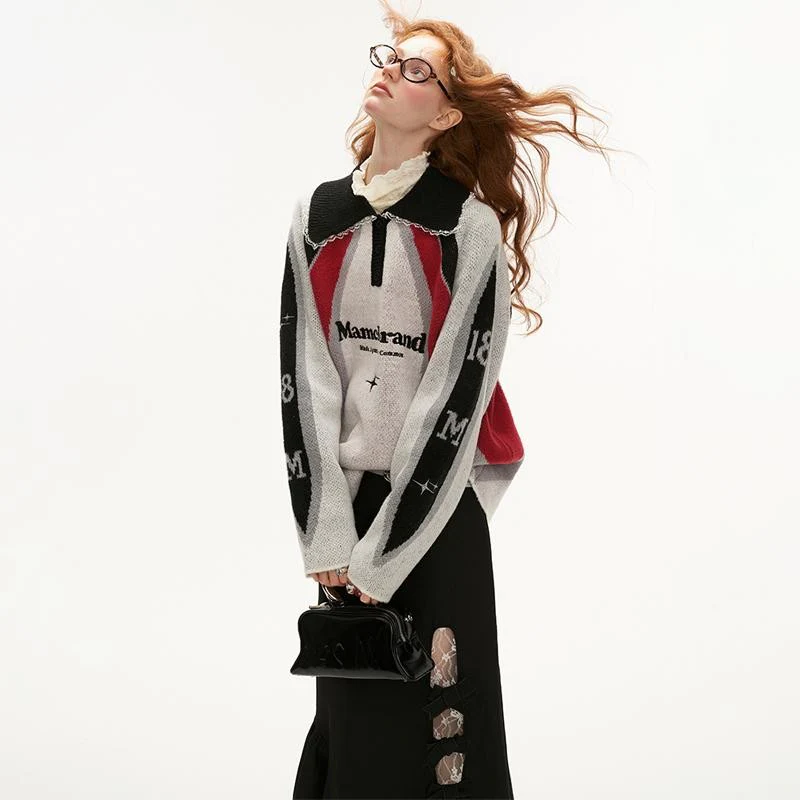 Lace collar sweater top loose long-sleeved - Image 4