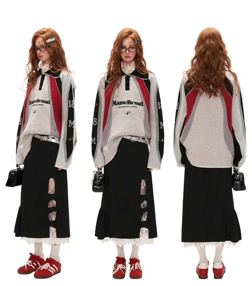 Lace collar sweater top loose long-sleeved - Image 8