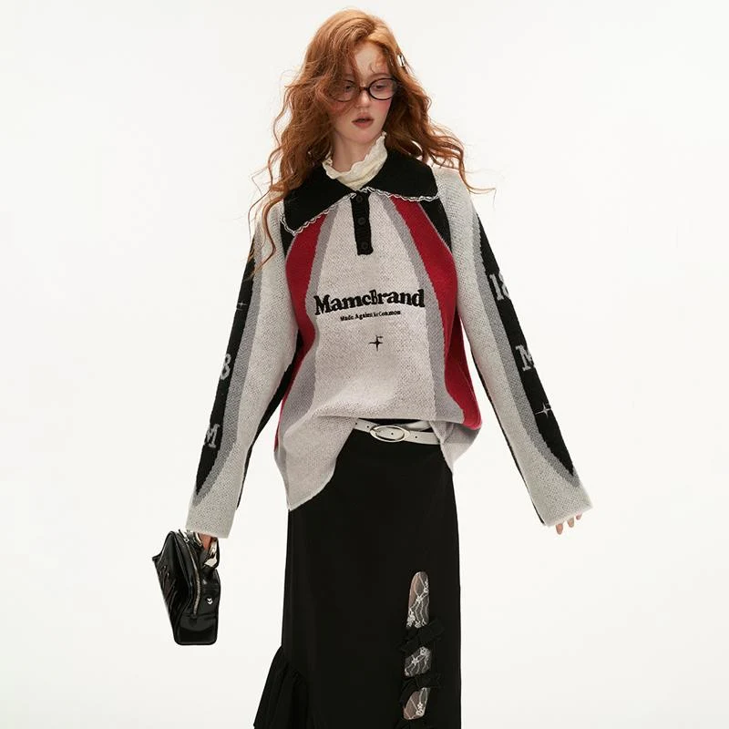 Lace collar sweater top loose long-sleeved - Image 9