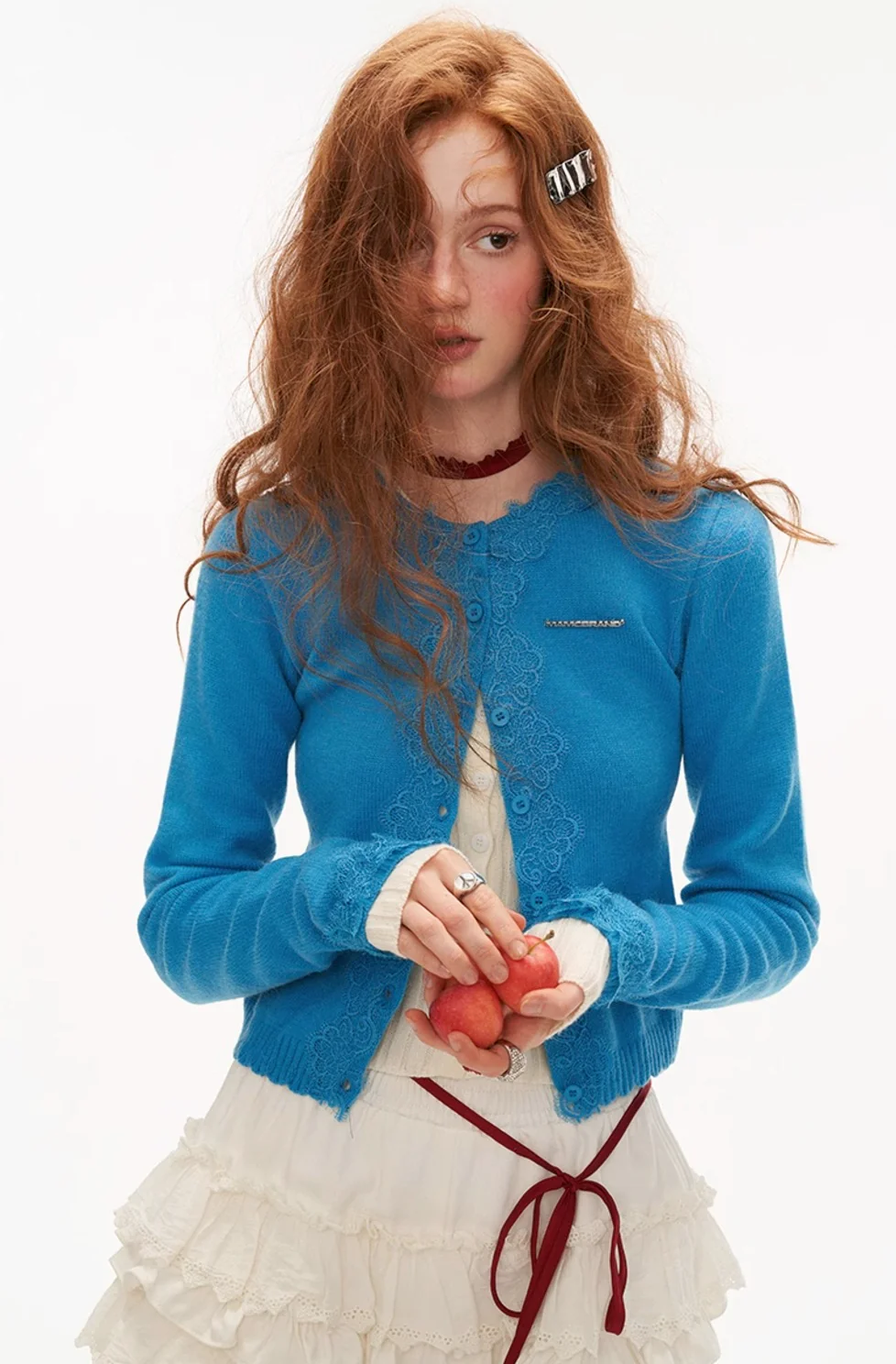 Lace long-sleeved knitted cardigan - Image 10