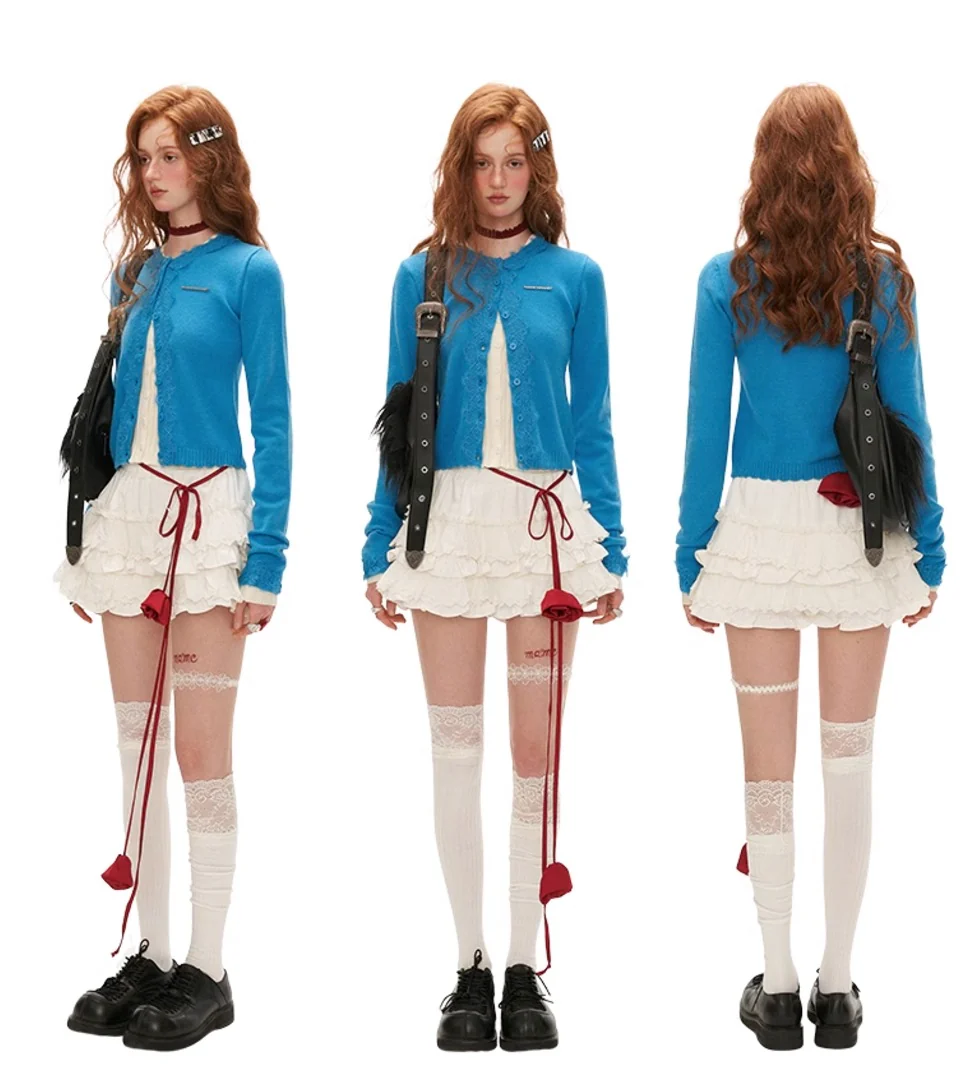 Lace long-sleeved knitted cardigan - Image 12
