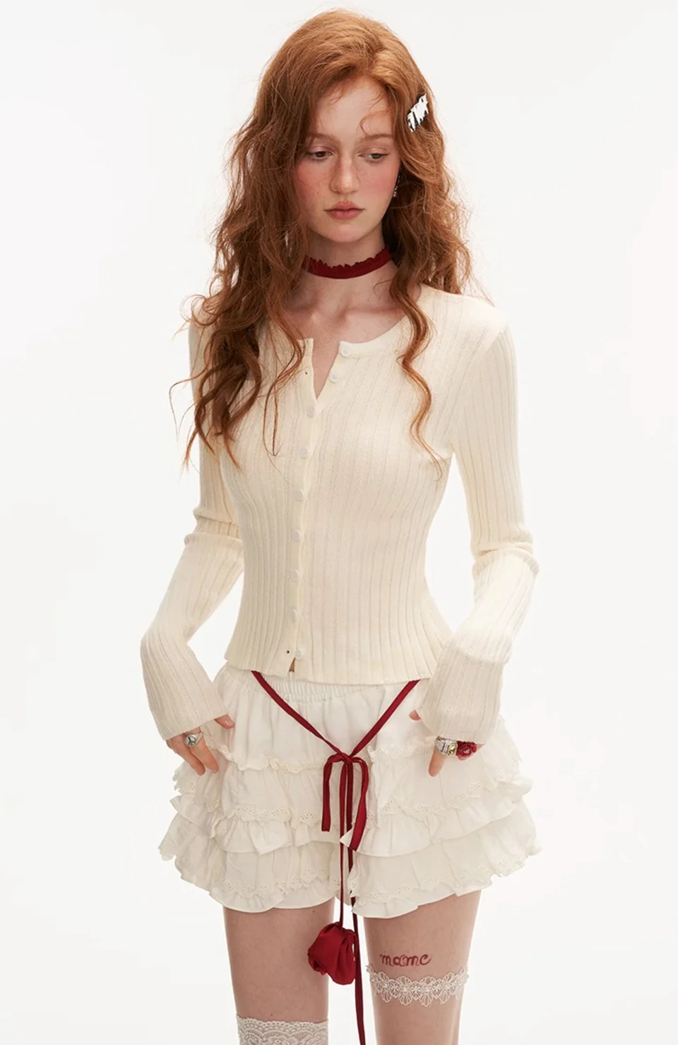 Lace long-sleeved knitted cardigan - Image 18