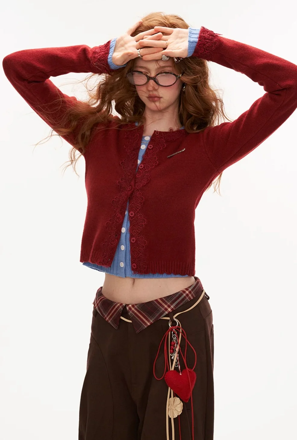 Lace long-sleeved knitted cardigan - Image 19