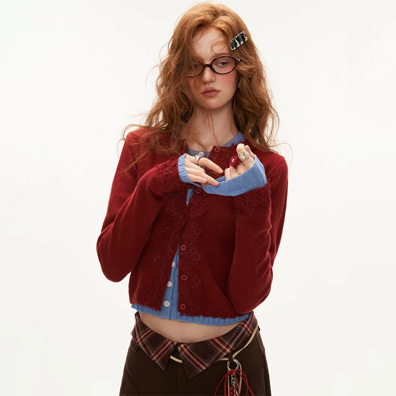 Lace long-sleeved knitted cardigan - Image 3