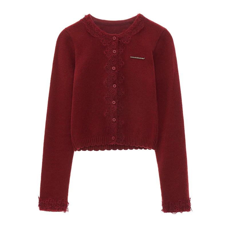 Lace long-sleeved knitted cardigan - Image 5