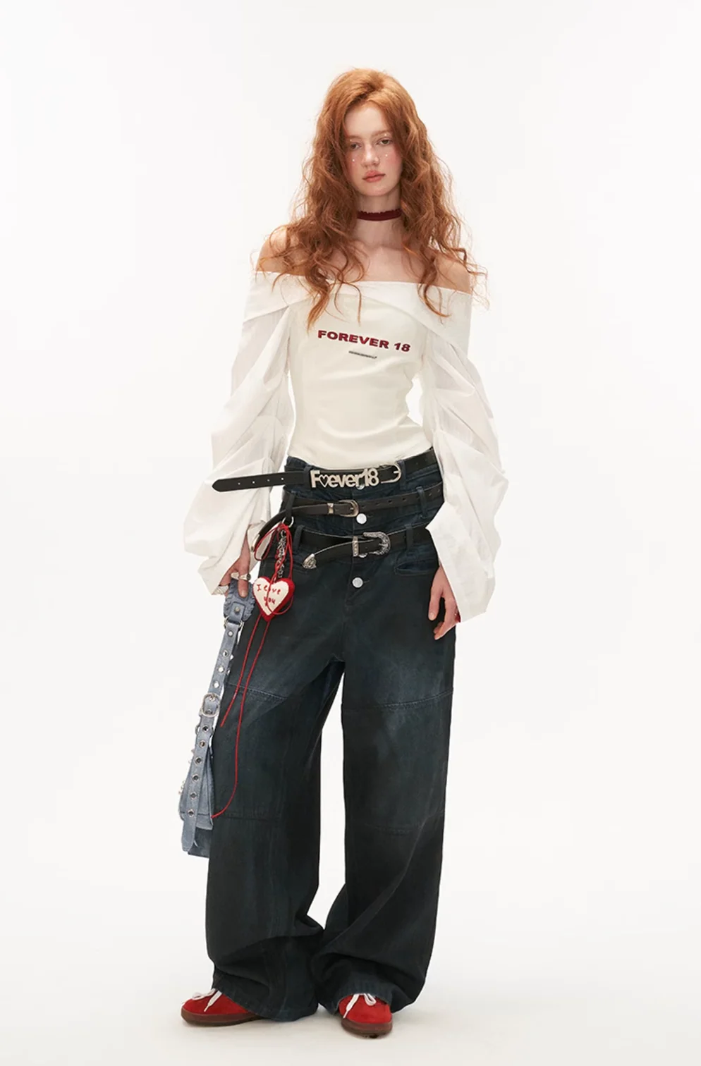 Lantern sleeve white shirt and bra - Image 13