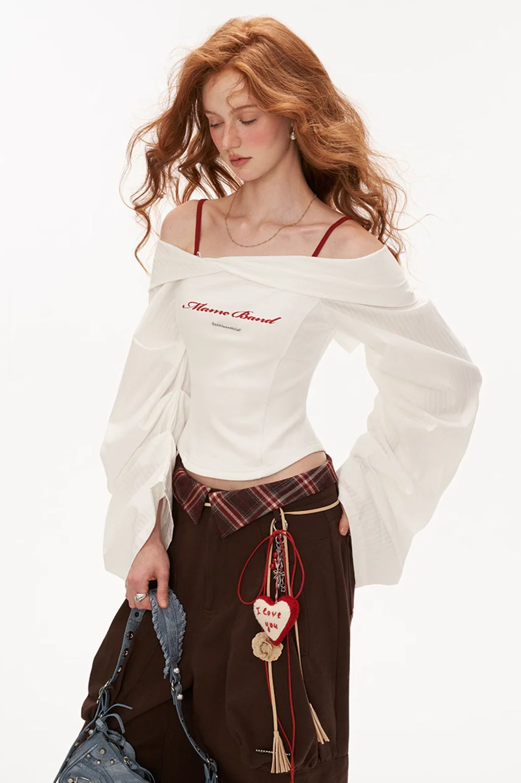 Lantern sleeve white shirt and bra - Image 15