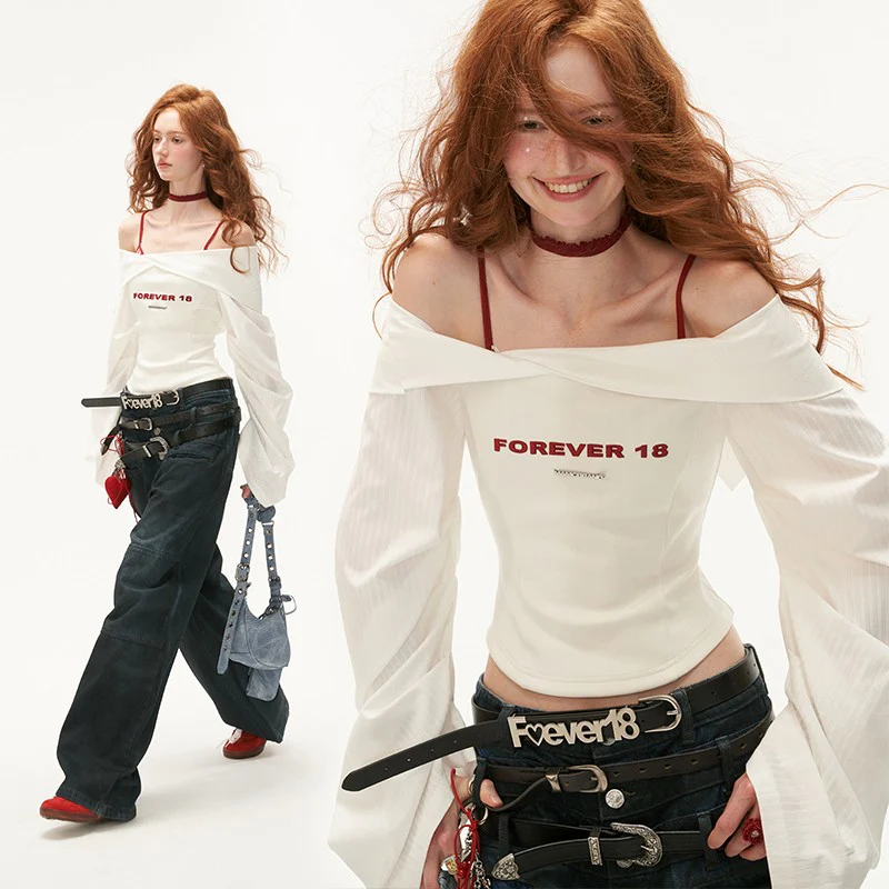 Lantern sleeve white shirt and bra - Image 3