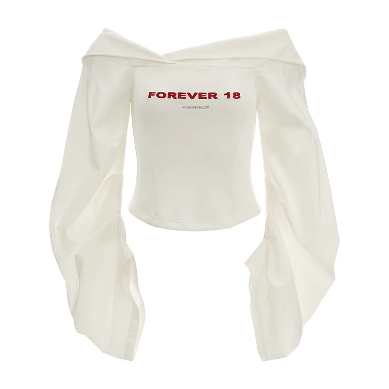Lantern sleeve white shirt and bra - Image 6