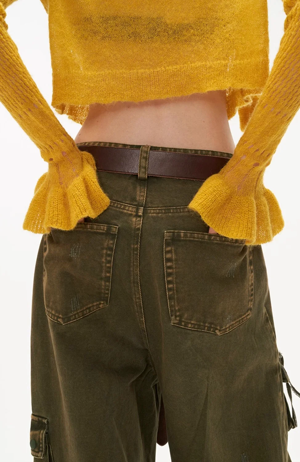 Multi-pocket military green loose casual pants - Image 10