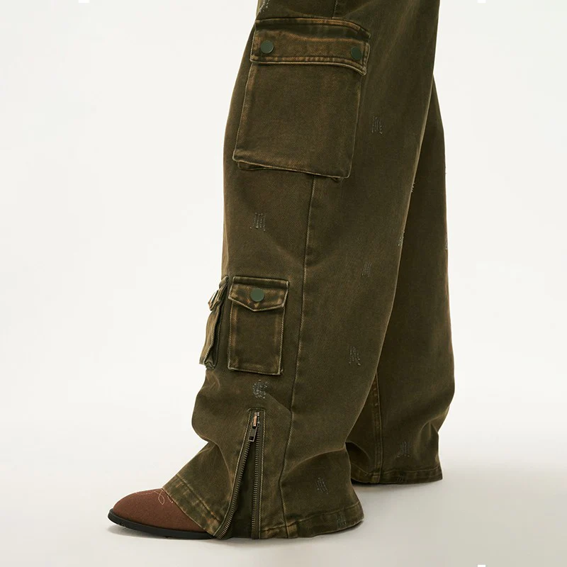 Multi-pocket military green loose casual pants - Image 4