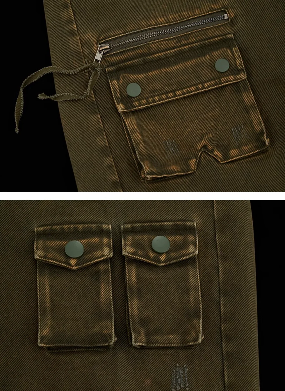 Multi-pocket military green loose casual pants - Image 6