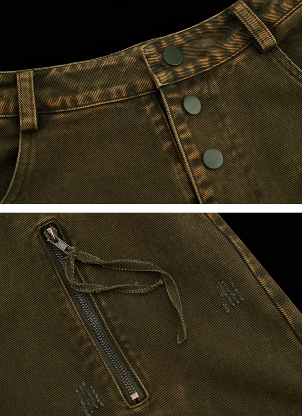Multi-pocket military green loose casual pants - Image 7