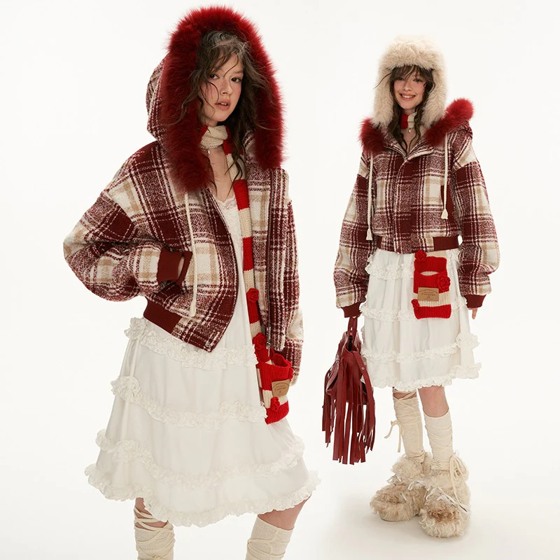Patchwork fur lapel hooded jacket - Image 3
