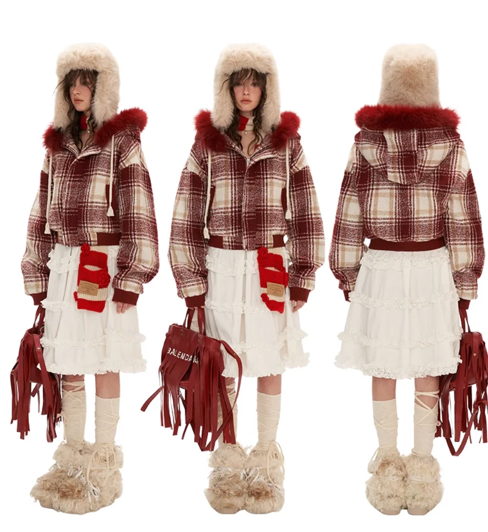 Patchwork fur lapel hooded jacket - Image 5