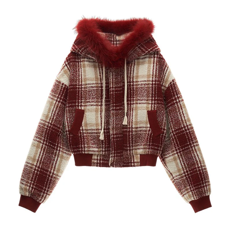 Patchwork fur lapel hooded jacket - Image 9